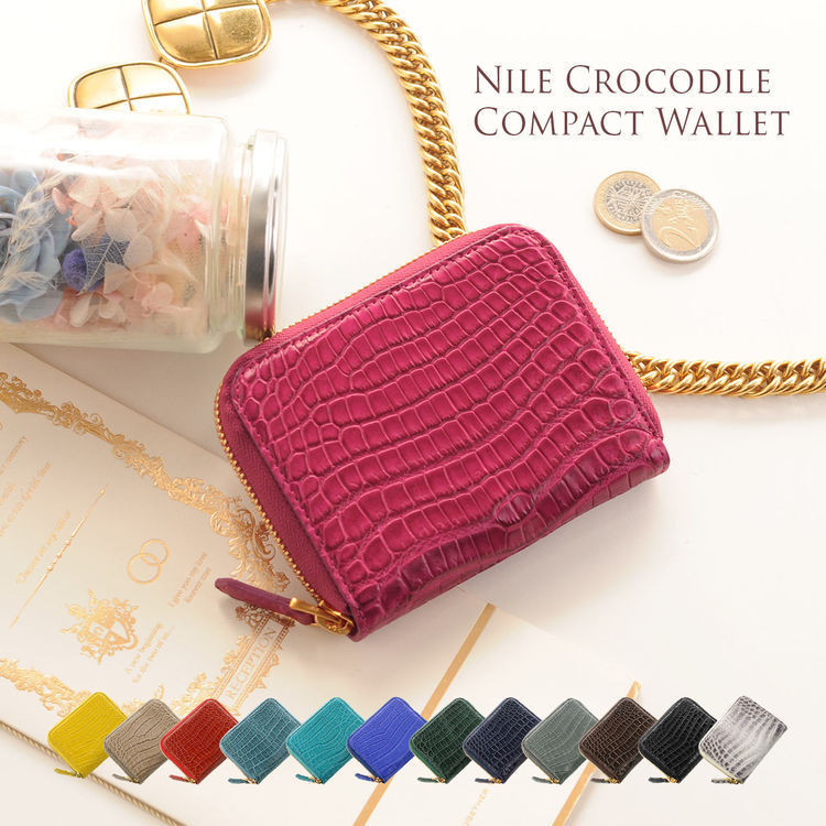 j-whiteクロコダイル コンパクト財布 マット加工