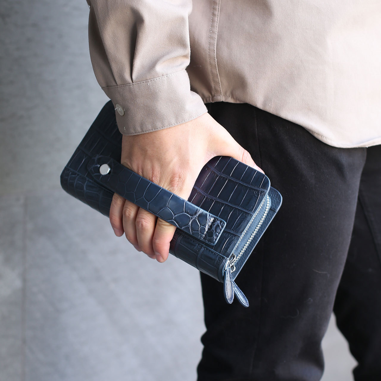 j-white ダブルファスナークロコダイル長財布