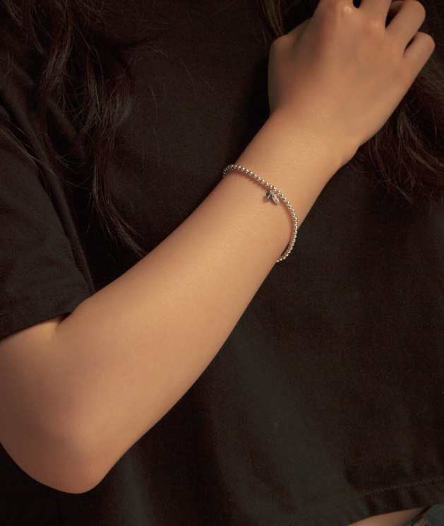 《韓国 PRETTICA》Silver Birthstone 3mm Ball Bracelet 誕生石