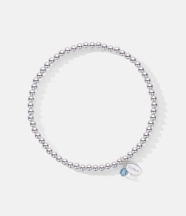 《韓国 PRETTICA》Silver Birthstone 3mm Ball Bracelet 誕生石