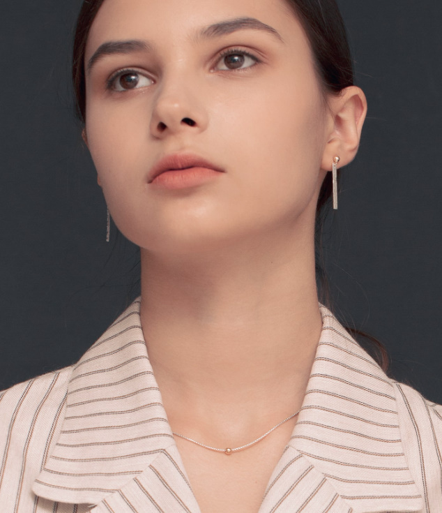 《韓国 PRETTICA》Golden Point 14K Gold & SilverNecklace 人気