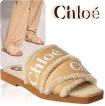 CHLOE クロエ フラットミュール キャンバス シアリング サンダル