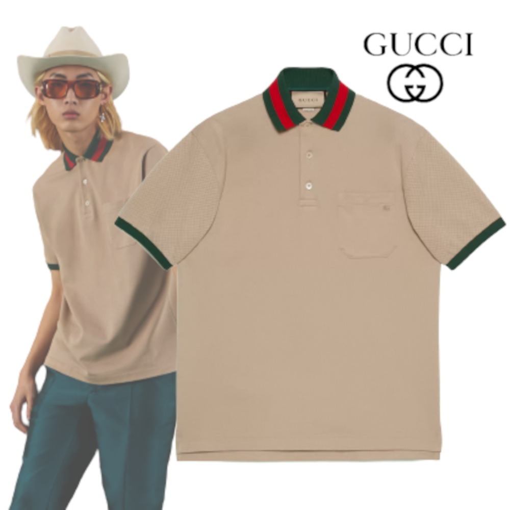 注目の新作♪【GUCCI】ウェブバンド コットンピケショーツ GUCCI - GUCCI GGワッペン付き ウェブライン ハーフパンツの通販