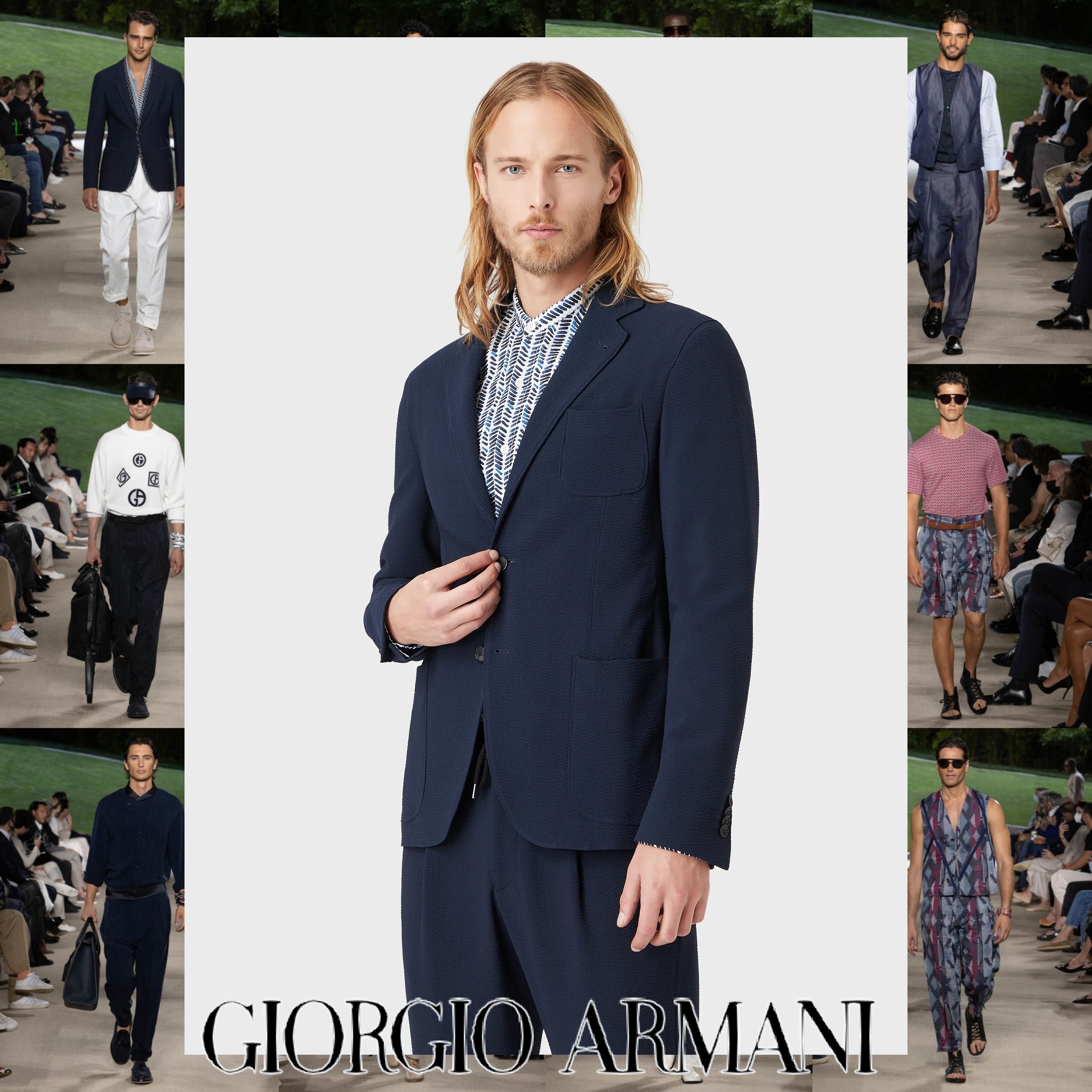 GIORGIO ARMANI ウール シアサッカー テーラードジャケット