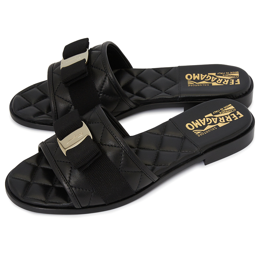 フェラガモ レディース サンダル LOVEC Q 1CM NERO 0753739