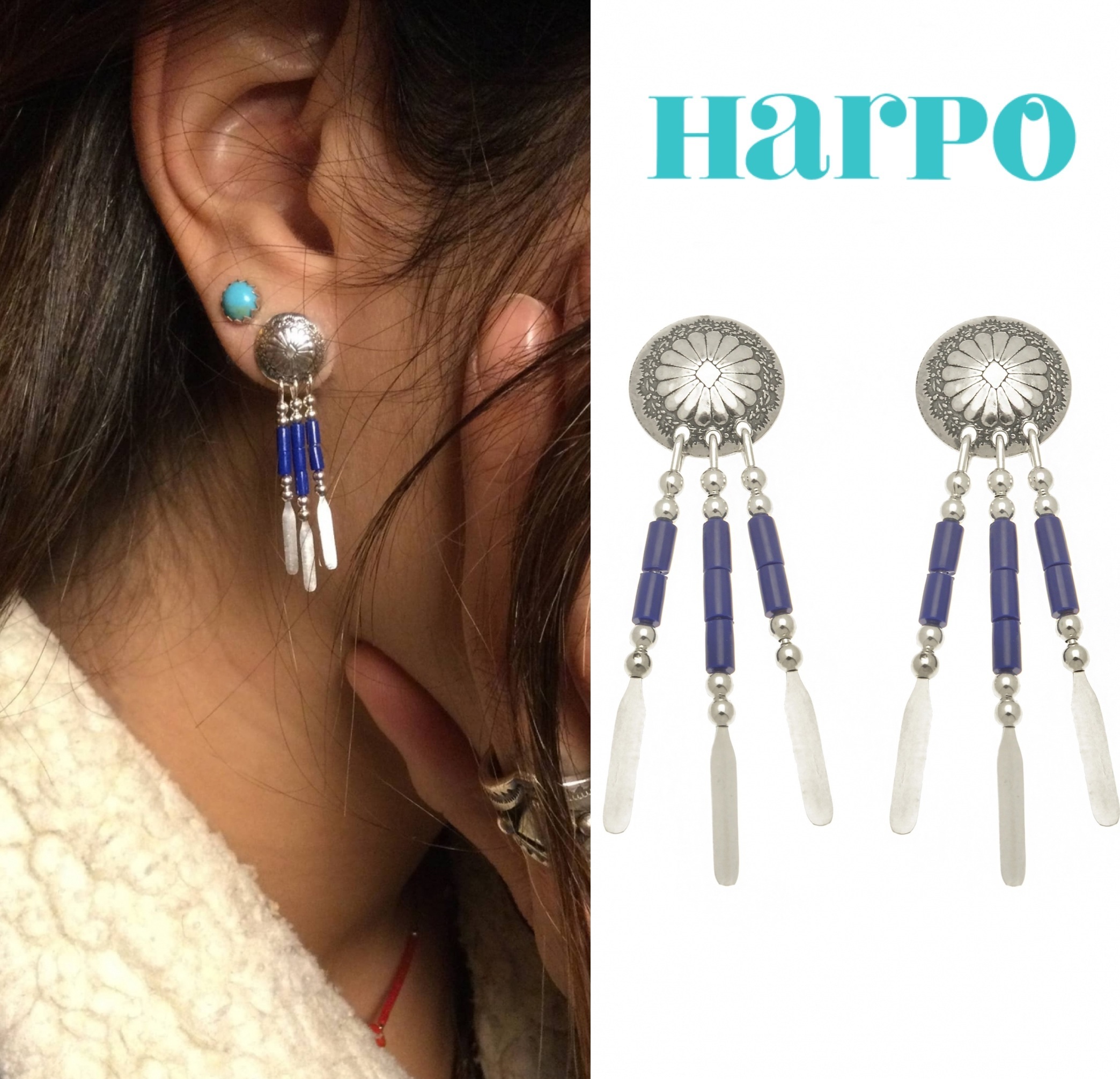 ★パリ発 Harpo アルポ★ ラピス Conchas ピアス シルバー
