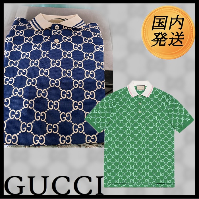 ファッションの 【国内発送☆GUCCI】GG ポロシャツ ストレッチコットン
