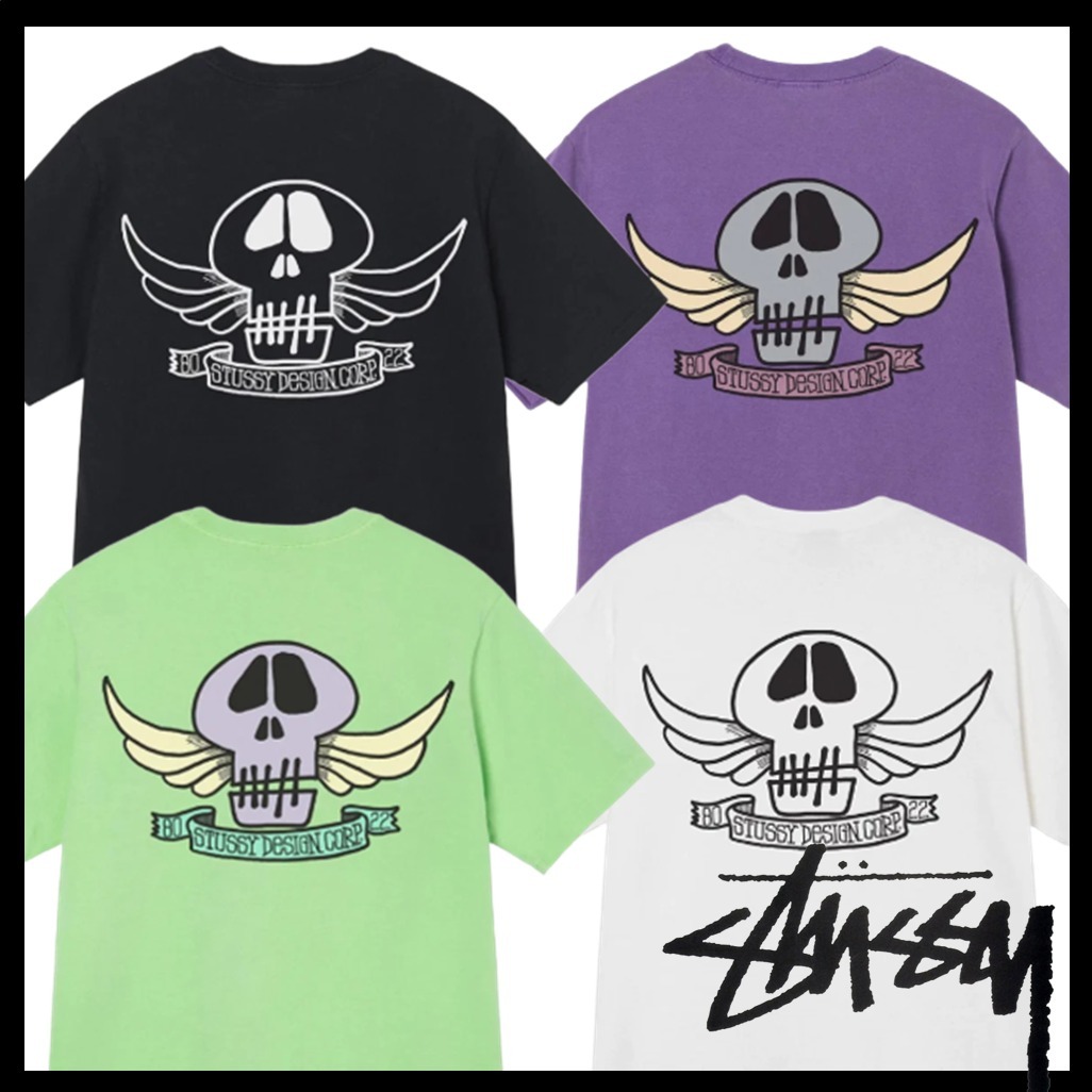 ★関税込★STUSSY★Stussy Skull Wings Pigment Dyed T-Shirt★