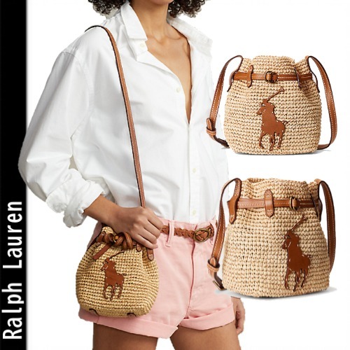レディース ◇Ralph Lauren◇ラフィア ミニ ベルポート バケットバッグ