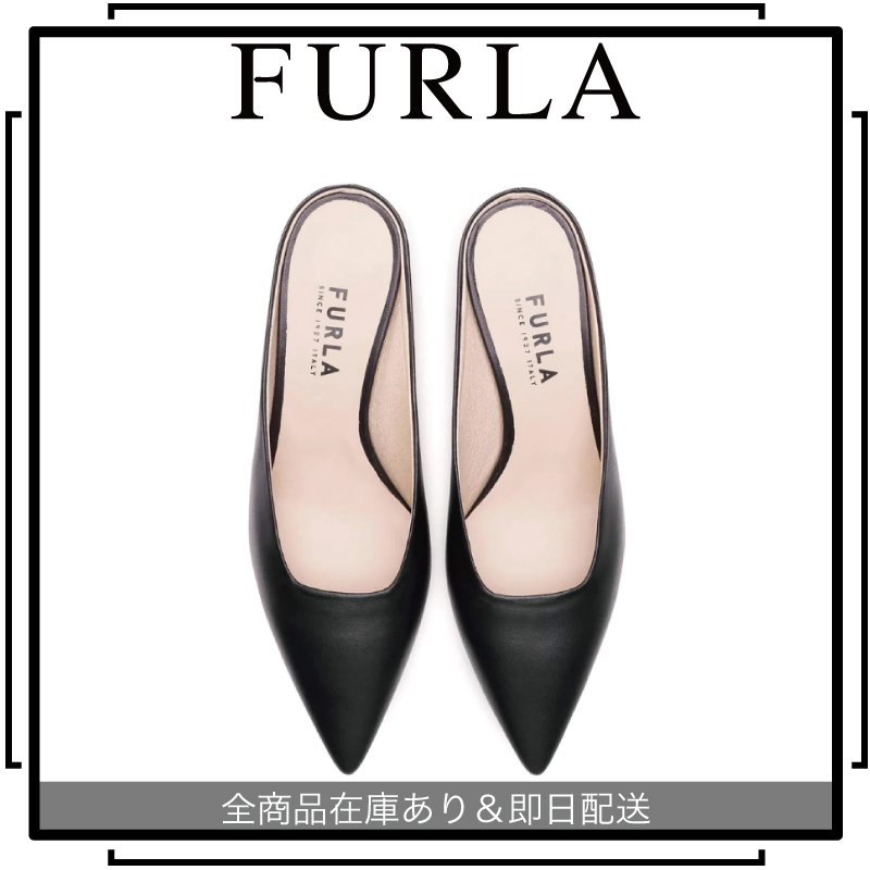 【在庫有 国内発送】FURLA CODE MULE PUMP T.50 黒 ミュール