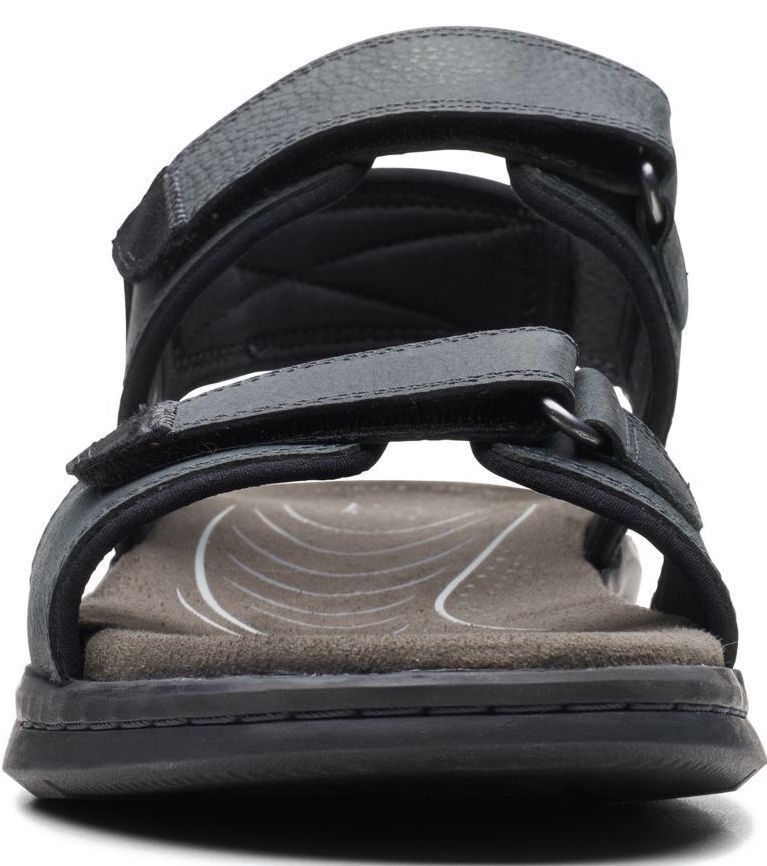 送料無料 CLARKS レザー ベルクロ 黒 サンダル ビーサン