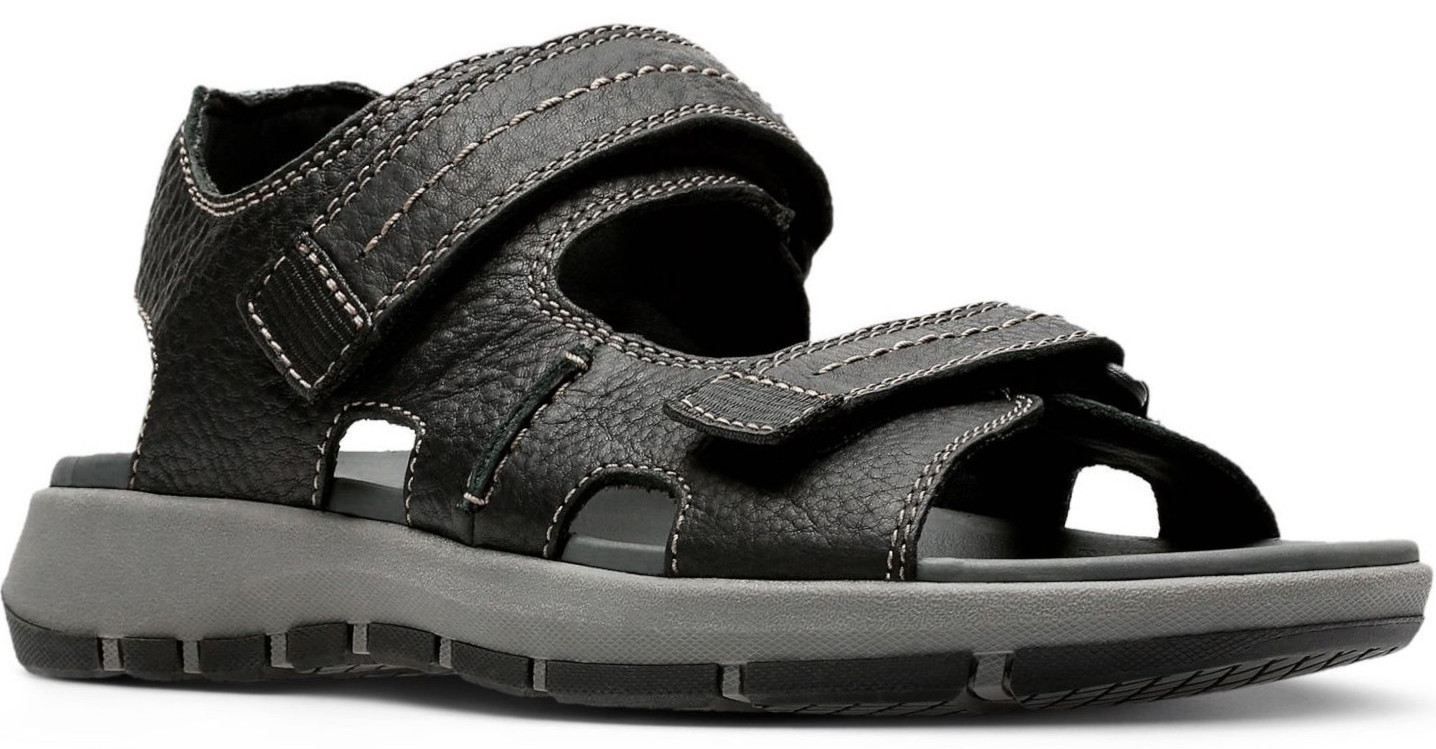 送料無料 CLARKS レザー ベルクロ 黒 サンダル ビーサン