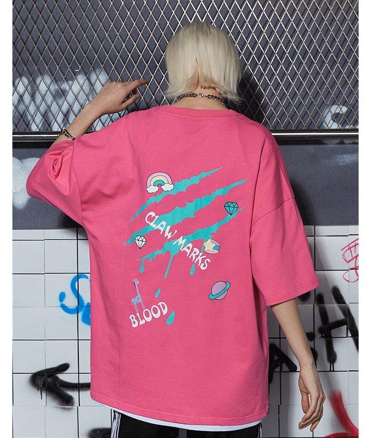 SUAMOMENT 正規品Ｔシャツ半袖 爪痕 男女兼用 カップル キュート SUAMOMENT 正規品Tシャツ半袖 爪痕 男女兼用 カップル キュート