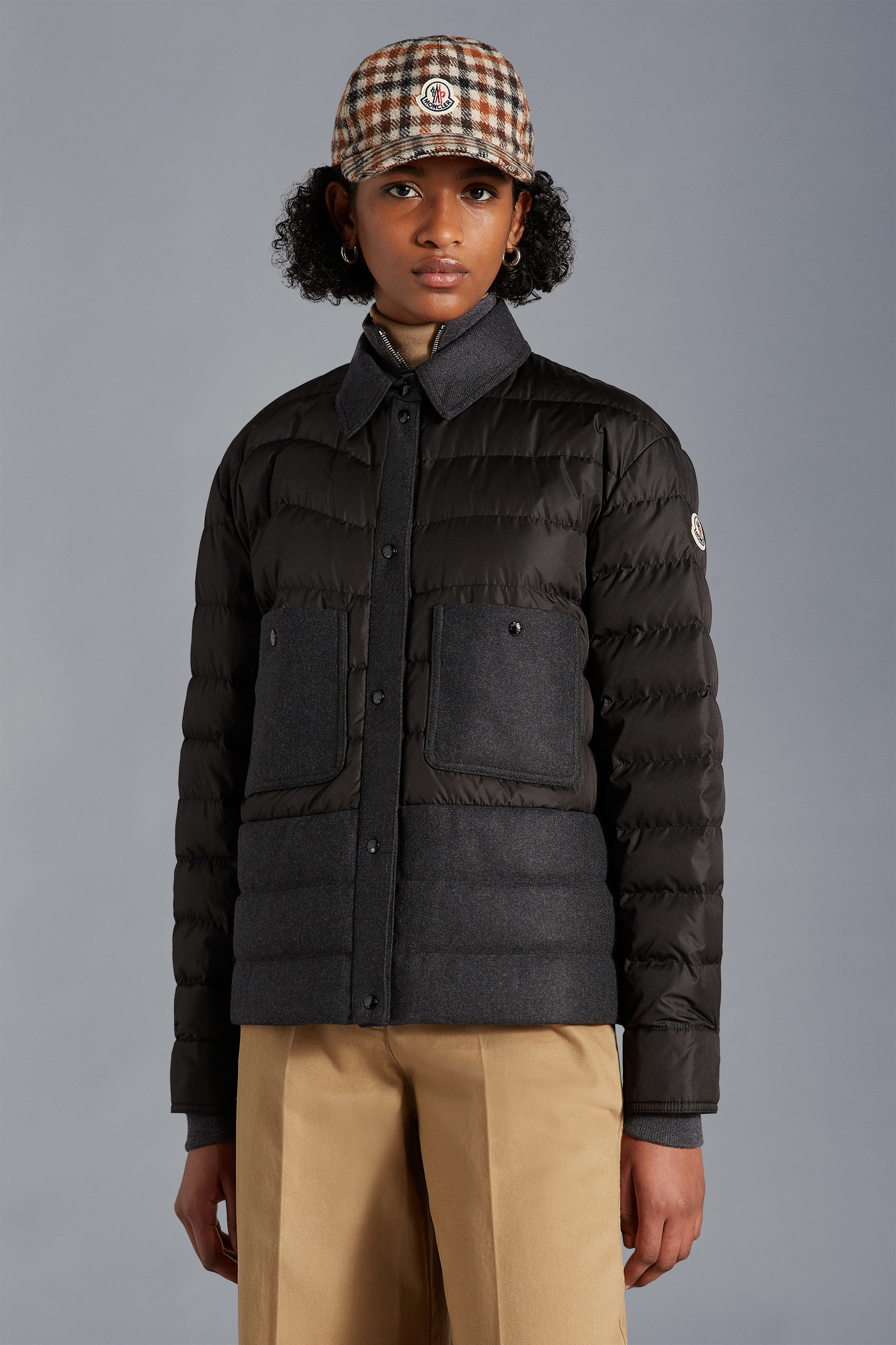 MONCLER2022/23秋冬新作 異素材MIX シャツダウンジャケット
