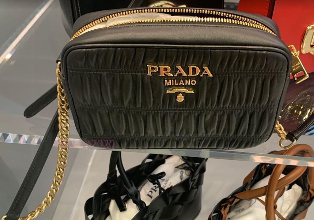 現地価格☆PRADA ギャザー入りチェーンショルダーバッグ1BH112 (PRADA