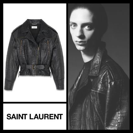 Saint Laurent レザージャケット Saint Laurent《バイカージャケット》ブラック ラムスキン 直営