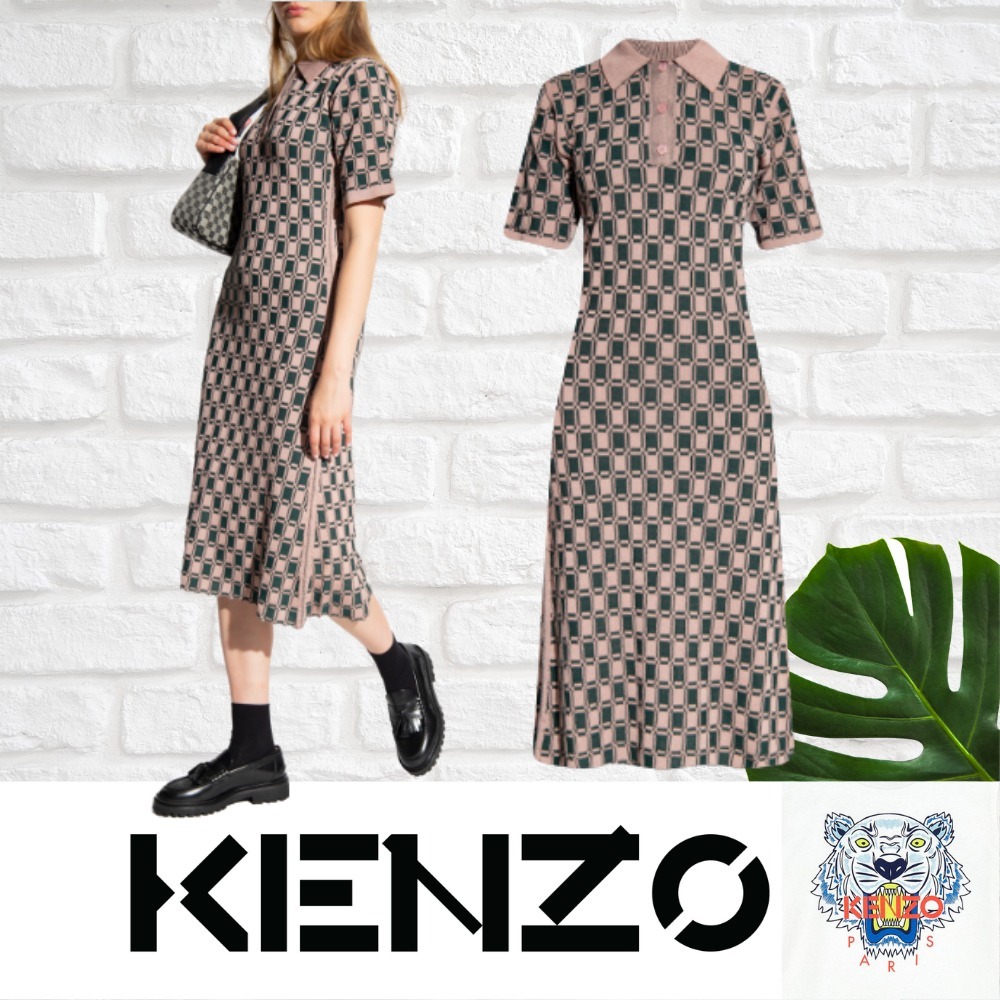 残り僅か！KENZO GEOMETRICAL パターン ミニワンピースドレス