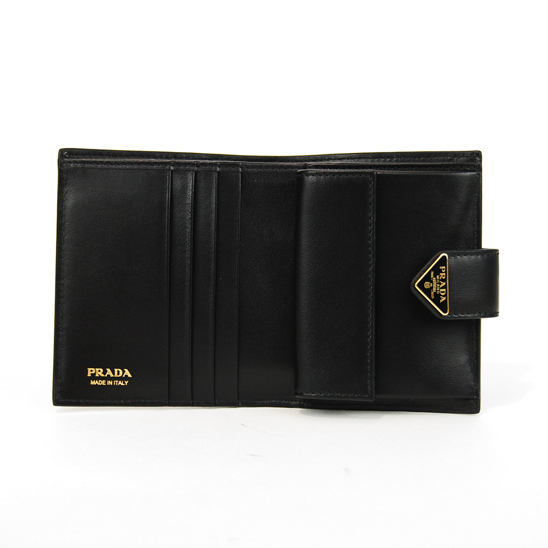 レビューの多い高評価商品特集！ 関税負担なしPRADA サフィアーノレザーxスムースレザー 折り財布 小物