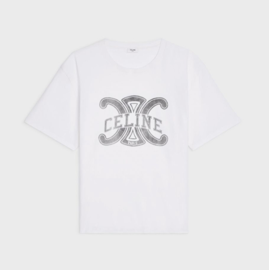 CELINE セリーヌ トリオンフ ロゴ ホワイト M Tシャツ CELINE セリーヌ トリオンフ ロゴ ホワイト M Tシャツ
