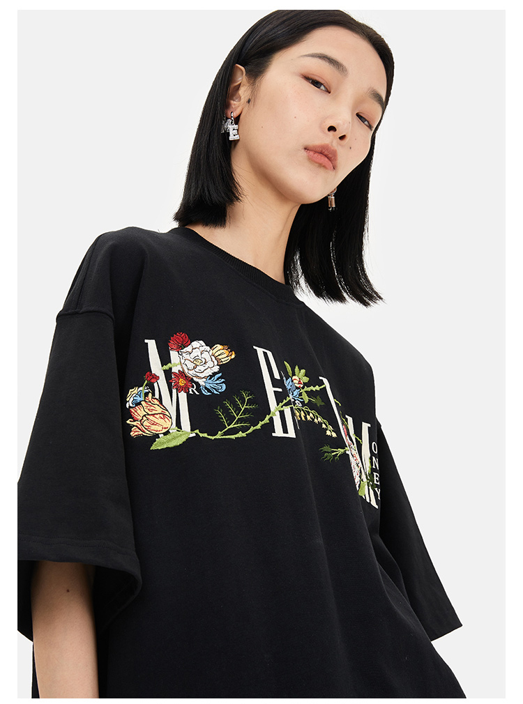 MEDM 半袖 Tシャツ 刺繍 ロゴ 大人気 男女兼用 プリント ルーズ