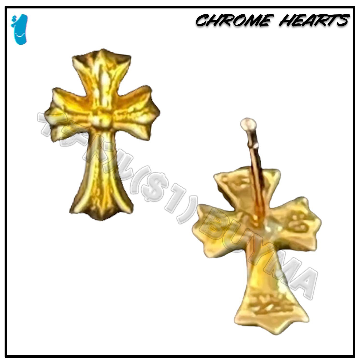 クロムハーツ 22K GOLD CROSS クロス ゴールド スタッド ピアス