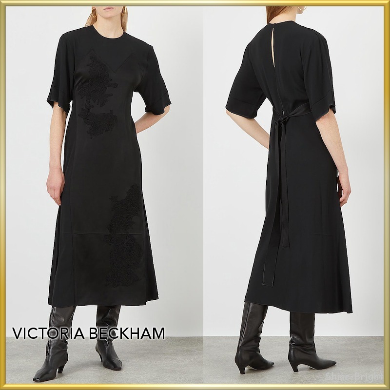 ＜関税込＞Victoria Beckham*レーストリム サテンパネルドレス