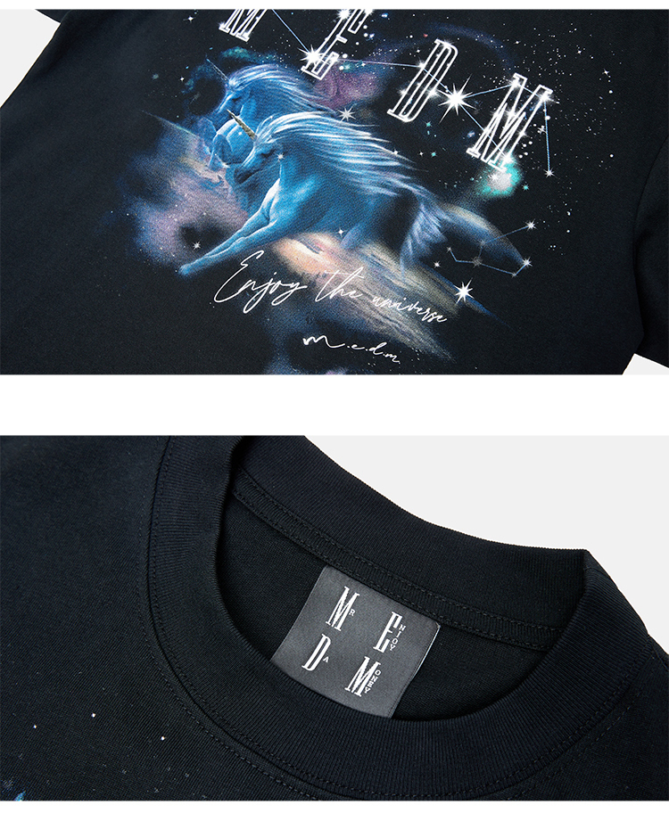 MEDM 新作 半袖Tシャツ ロゴ 銀河系 ユニコーン 大人気 男女兼用
