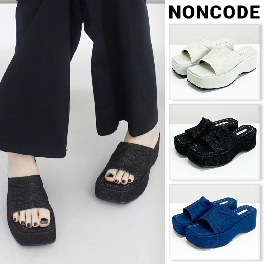 【NONCODE】Forton Denim Platform Slippers