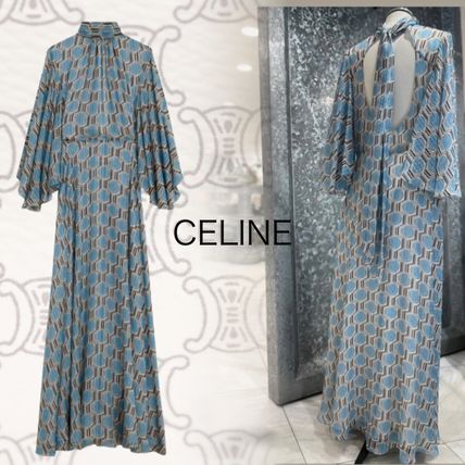 CELINE セリーヌ ワンピース ドレス ノースリーブ 花柄 シルク