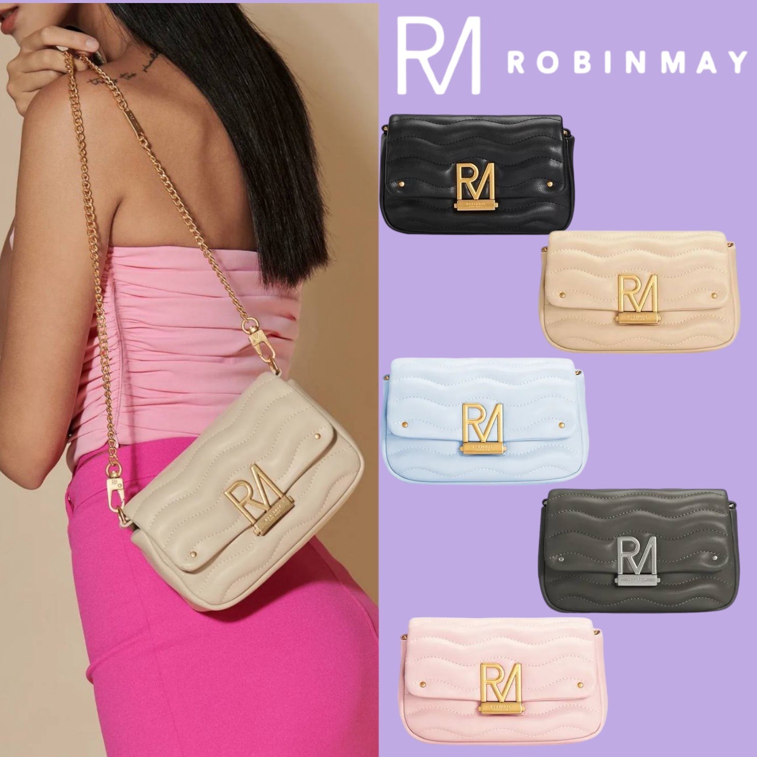 ★ROBINMAY☆波光浪潮鐵錬斜背包 C247ショルダーバック/送料込
