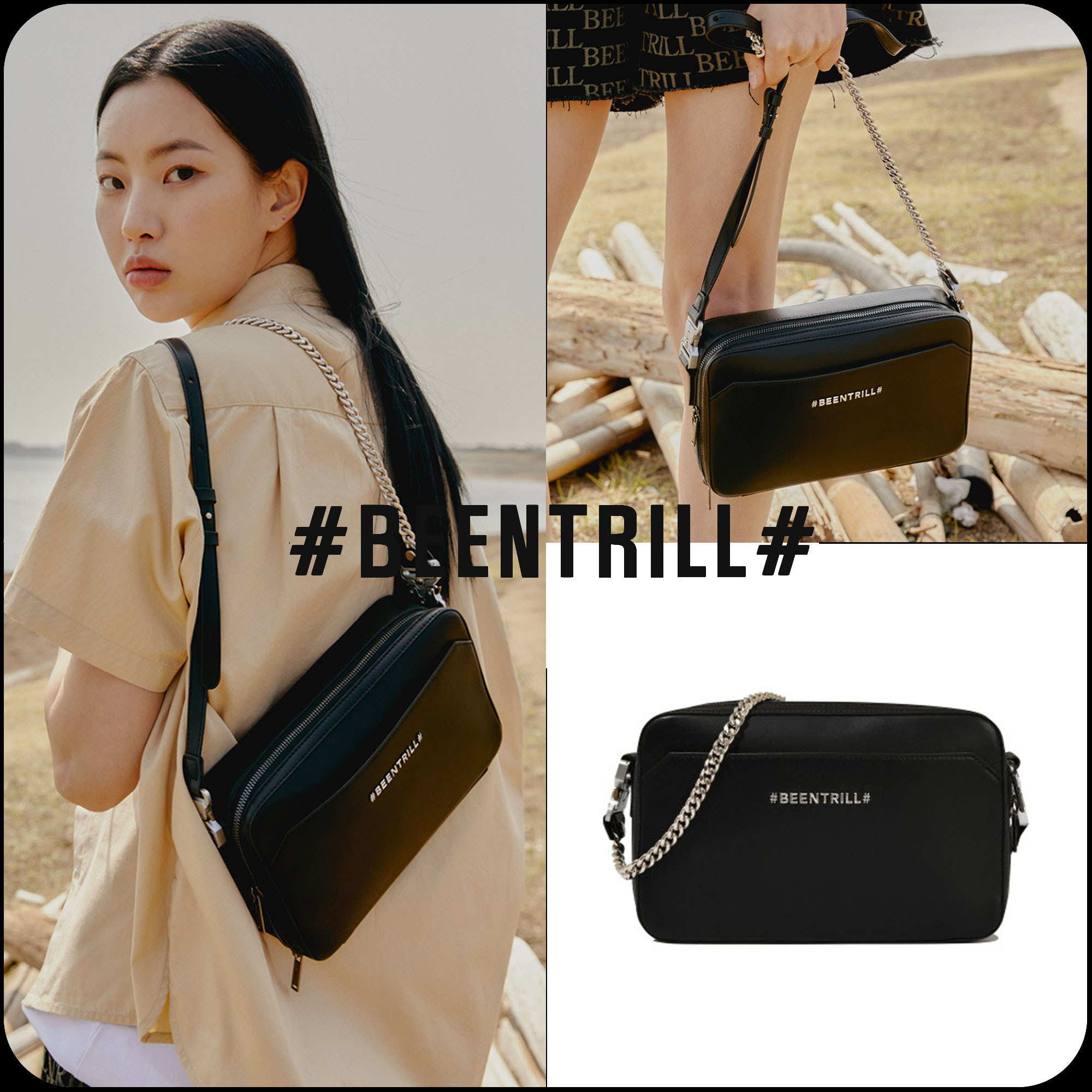 [BEENTRILL]★MINIMAL CHAIN BUCKLE 3WAY MINI CROSS BAG