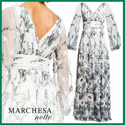 日本産】 MARCHESA NOTTE(マルケッサノッテ)☆花柄刺繍チュールガウン