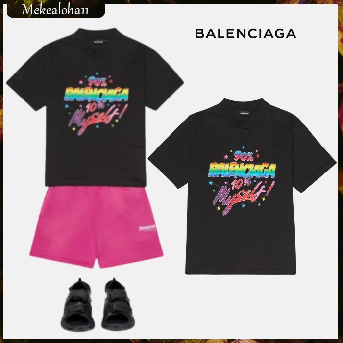 Balenciaga☆キッズ90/10プリントコットンTシャツ ブラック