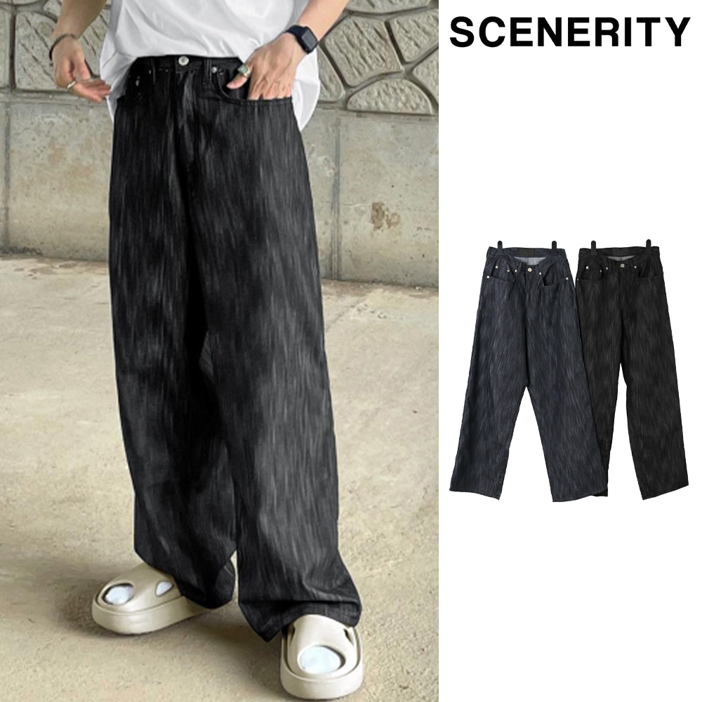 【SCENERITY】Deep Wide Denim Pants