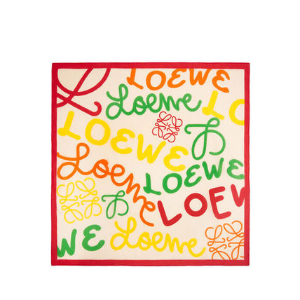Shop LOEWE Anagram 2021-22FW Herbarium scarf in cotton, wool and Shop LOEWE Anagram 2021-22FW Herbarium scarf in cotton, wool and