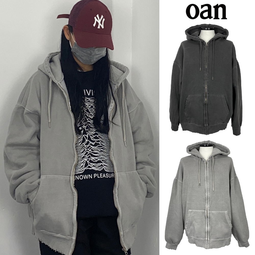 【oan】Vintage Dying Hood Zip Up