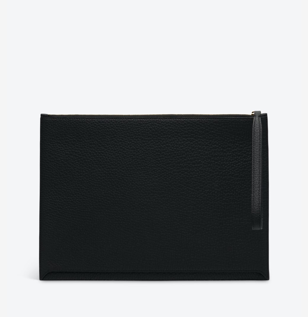 ≪DELVAUX≫ Pin D Pouch MM ラージ ポーチ レザー製 黒色/茶色 www