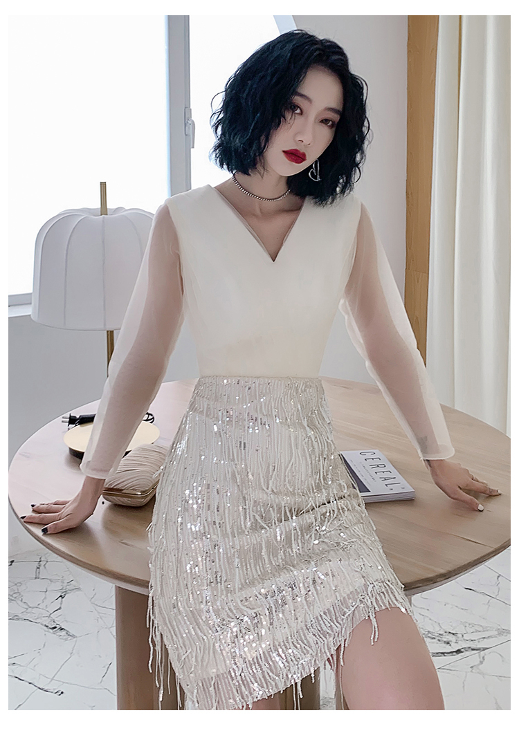 ドレス ショート丈 無地 長袖 上品 パーティー シンプル 結婚式 ドレス ショート丈 無地 長袖 上品 パーティー シンプル 結婚式