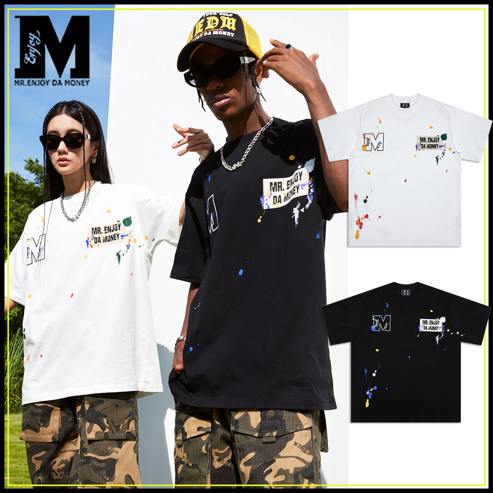 MEDM 新作Tシャツ 半袖 溌墨柄 ロゴ プリント 大人気 男女兼用
