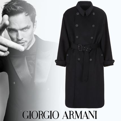 GIORGIO ARMANI More Coats Cashmere Street Style Plain Long Coats