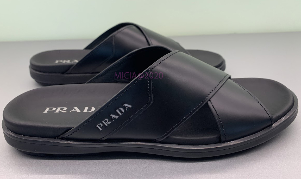 現地価格 PRADA メンズ レザークロスサンダル 2X 銀座ブランド割引