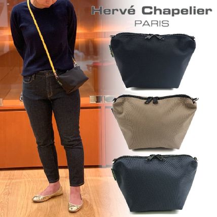 HERVE CHAPELIER Pouches & Cosmetic Bags Unisex Nylon Street Style Plain Pouches & Cosmetic Bags