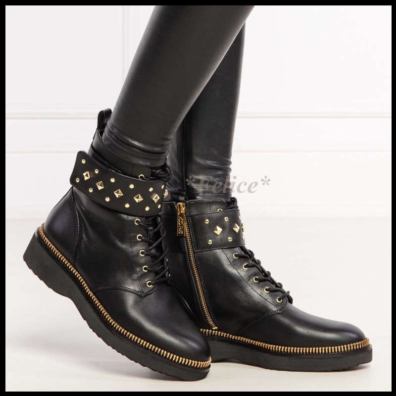【MICHAEL KORS】 Haskell Studded Leather Combat Boot