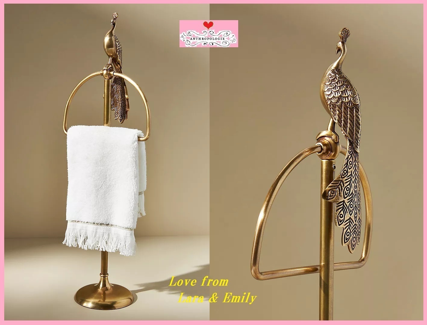 関送込【アンソロポロジー】クジャクのIda Peacock Towel Ring