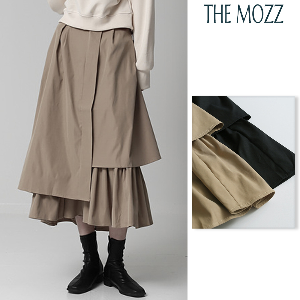 【THE MOZZ】Rosy Unbalanced Frill Skirt