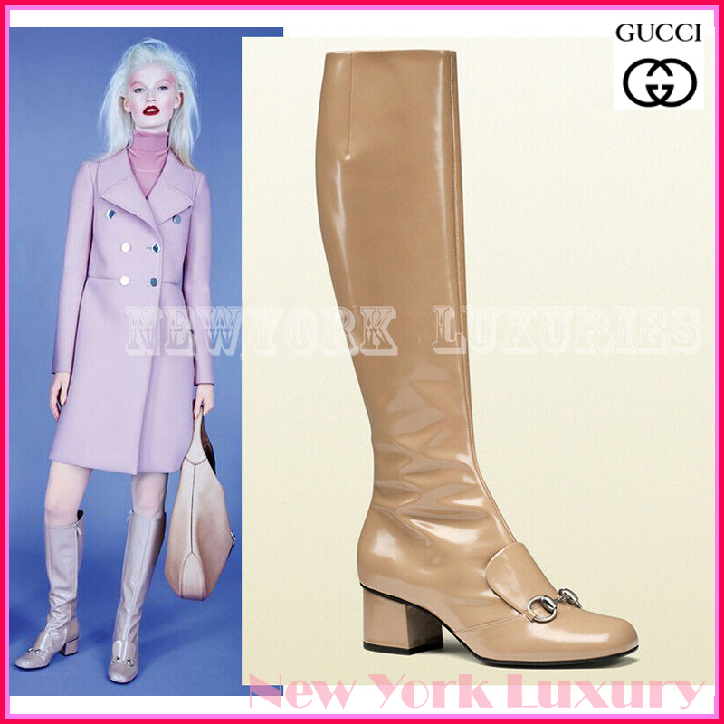 GUCCI★素敵！TALL LILLIAN BEIGE LEATHER HORSEBIT BOOTS