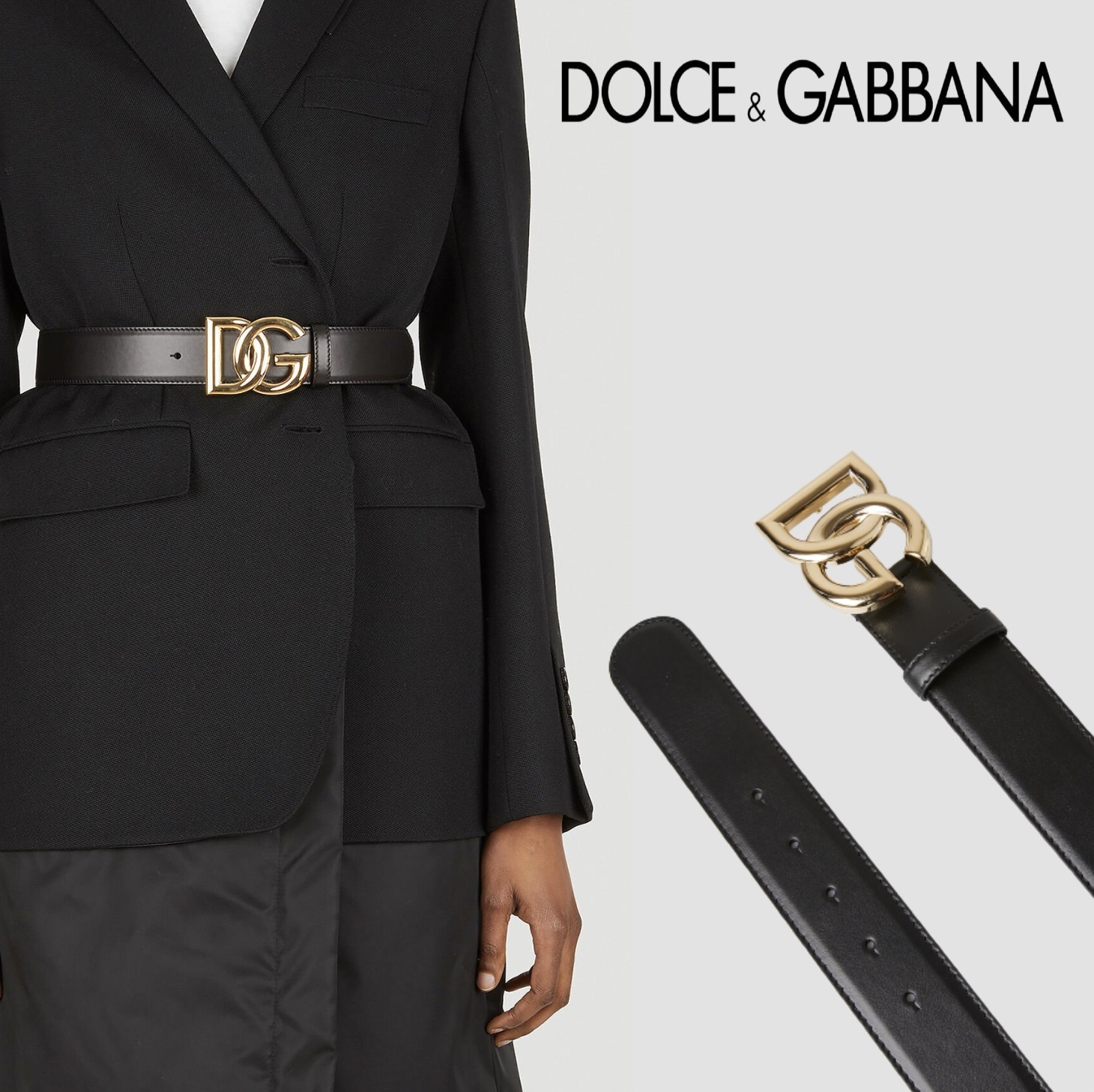 【男女兼用】 Dolce & Gabbana DGバックルレザーベルト