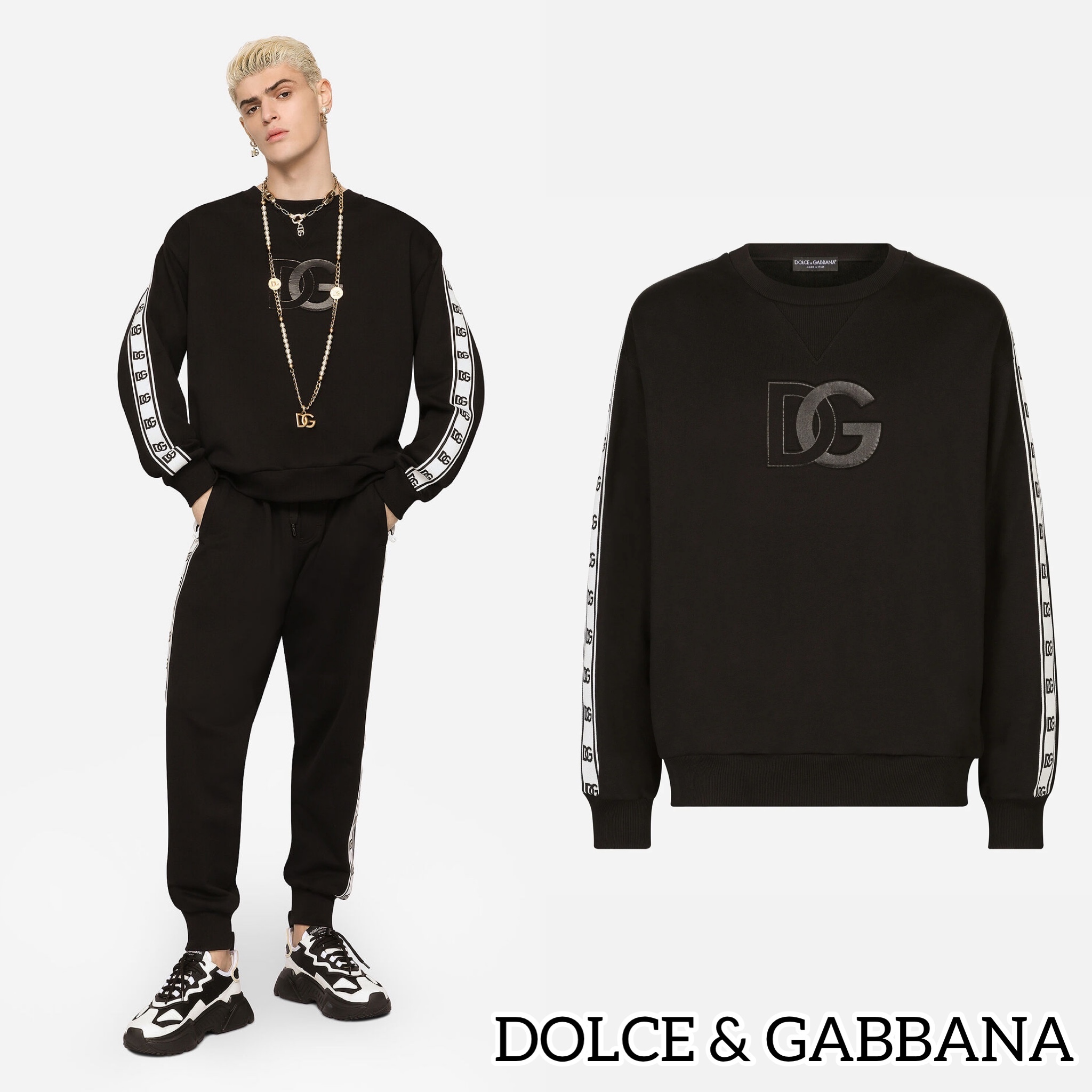 DOLCE&GABBANAドルガバ スウェット トレーナー 白 総柄 ロゴ 46