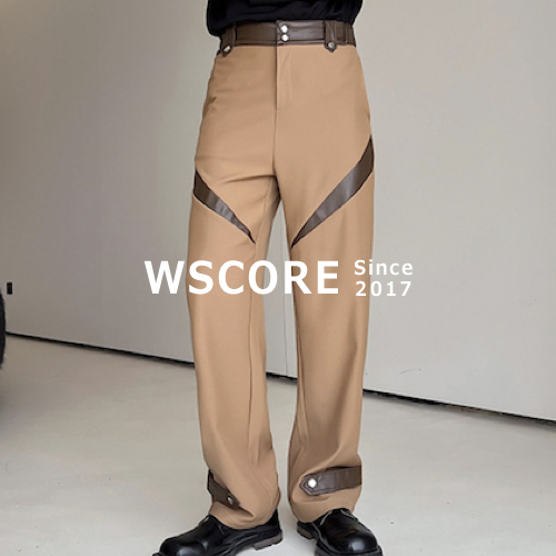 フェイクレザー ストレートパンツ モード 個性派 ２色