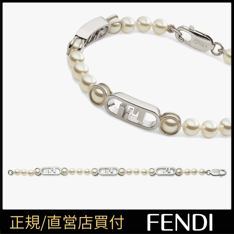 【FENDI】フェンディ*O'Lock ブレスレット パール ロゴ シルバー